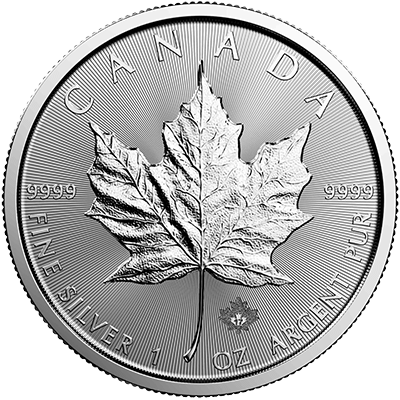 A picture of a Circulated 1 oz Silver Maple Leaf Coin (Random Year)